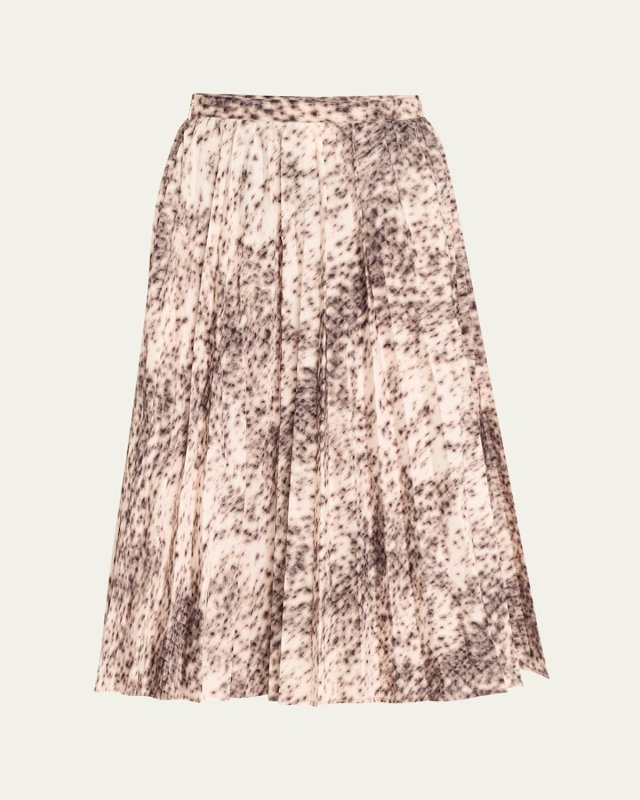 Printed Pleated Midi Skirt