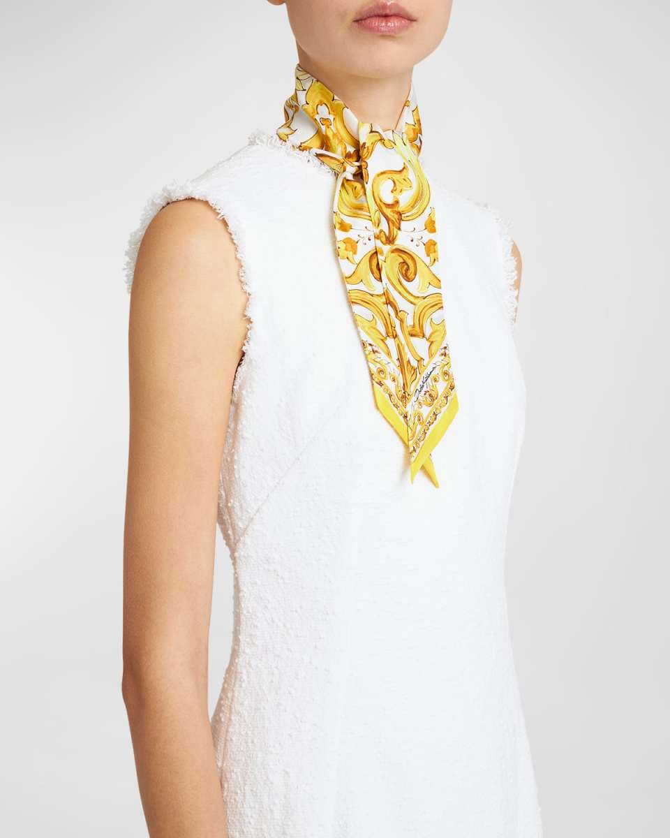 Maioica Print Silk Twill Skinny Scarf