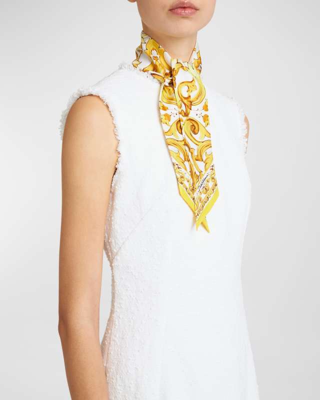 Maioica Print Silk Twill Skinny Scarf