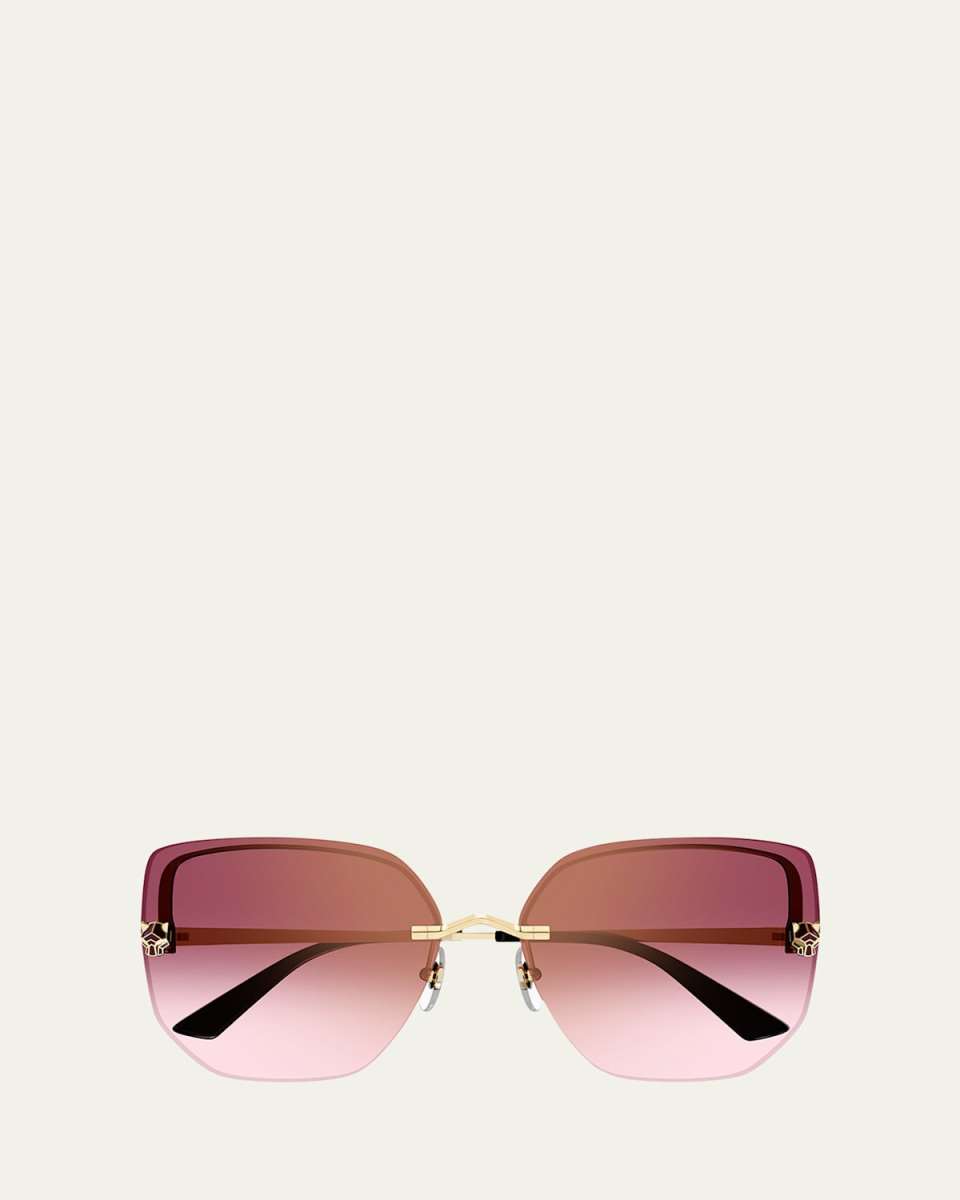 Panther Rimless Metal Alloy Butterfly Sunglasses