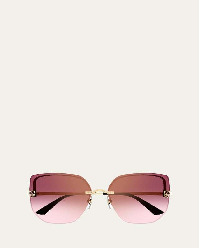 Panther Rimless Metal Alloy Butterfly Sunglasses