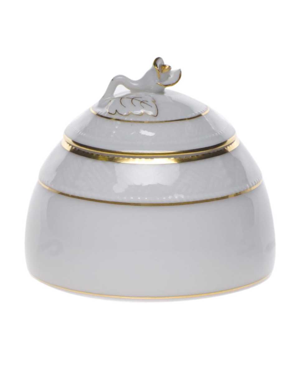Golden Edge Honey Pot with Rose