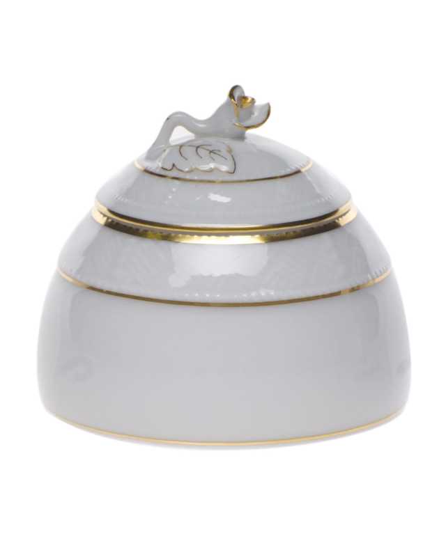 Golden Edge Honey Pot with Rose