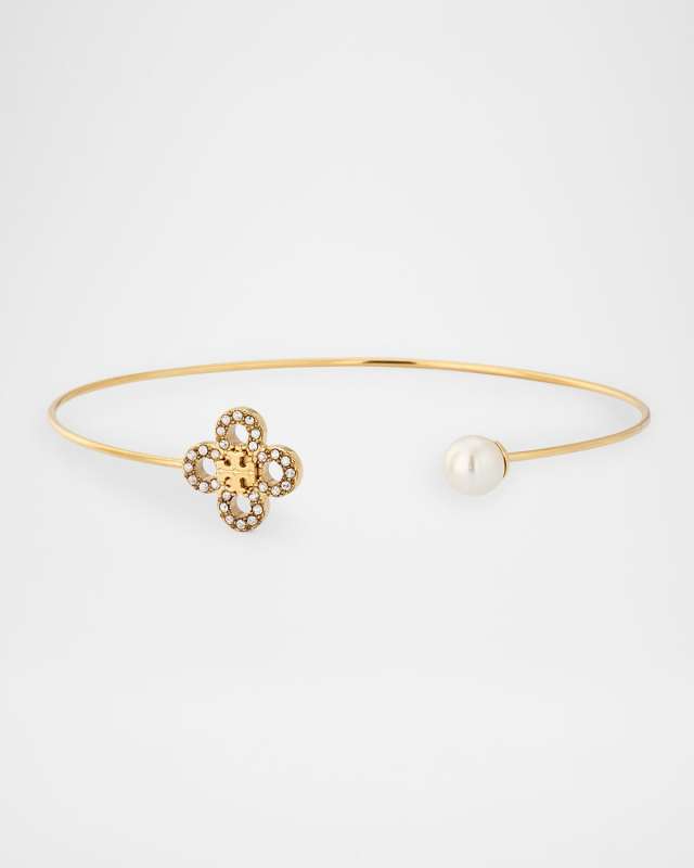 Kira Clover Pearl Cuff Bracelet