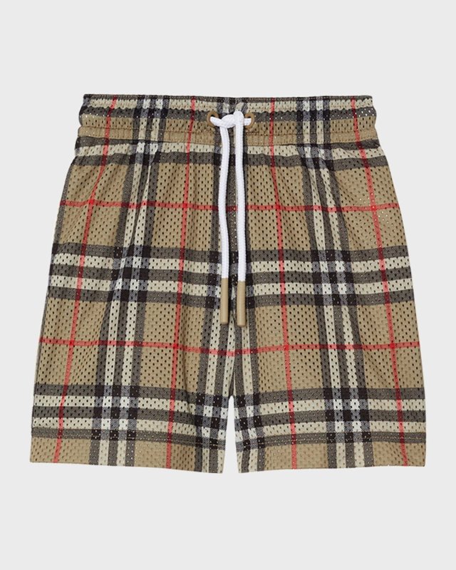 Boy's Malcolm Mesh Check Shorts, Size 6M-