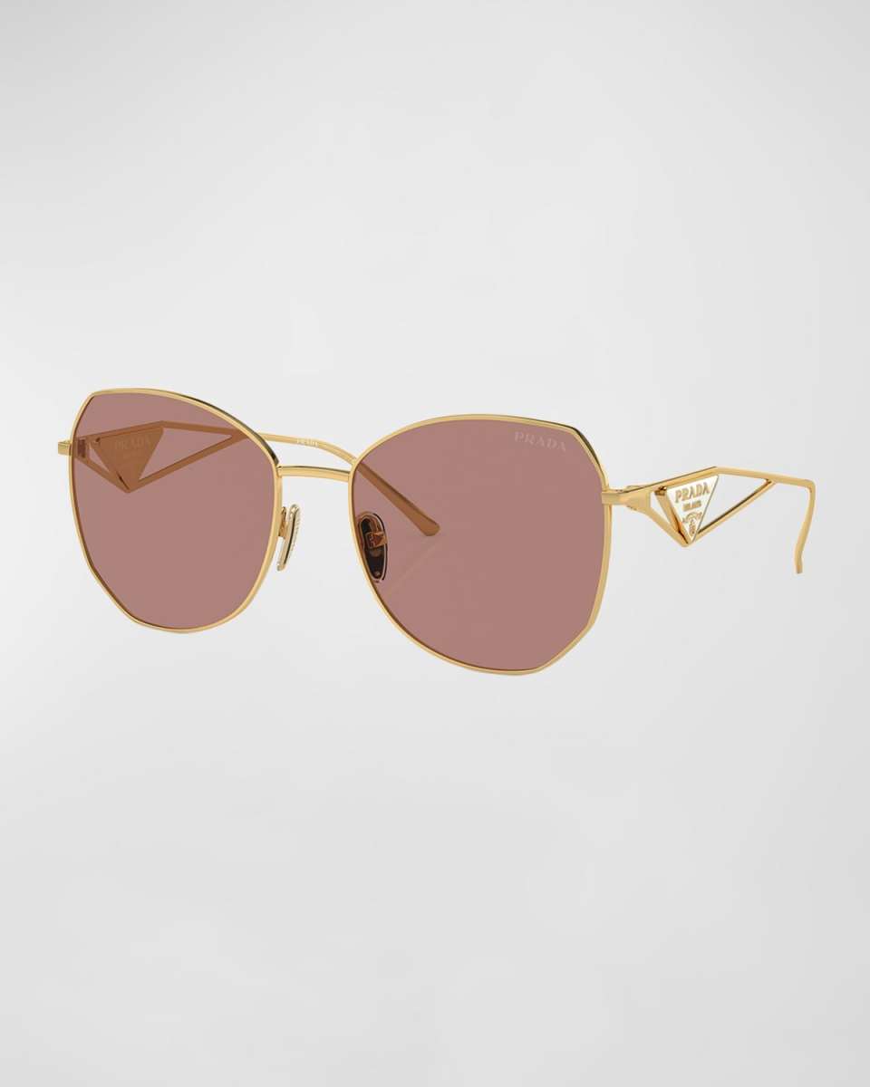 Triangle Logo Metal Round Sunglasses