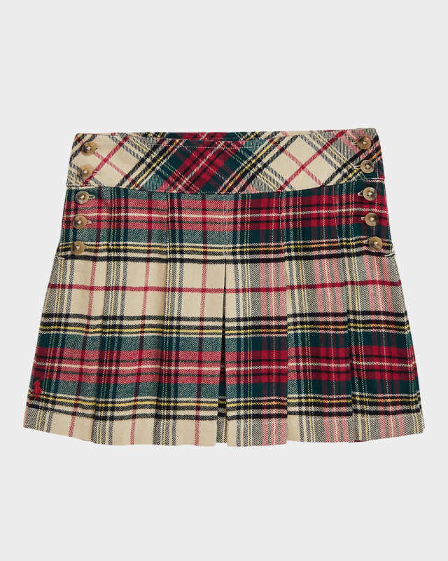 Girl's Plaid-Print Pleated Skirt, Size 2-