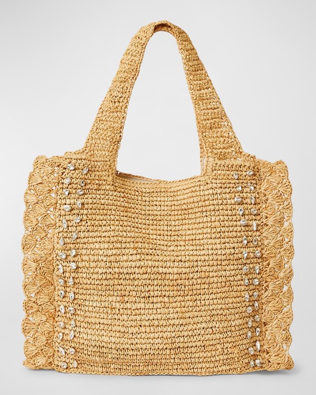 Bardo Crystal Straw Tote Bag