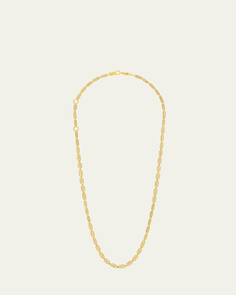 18K Yellow Gold Full Pave Medium Link Chain Necklace
