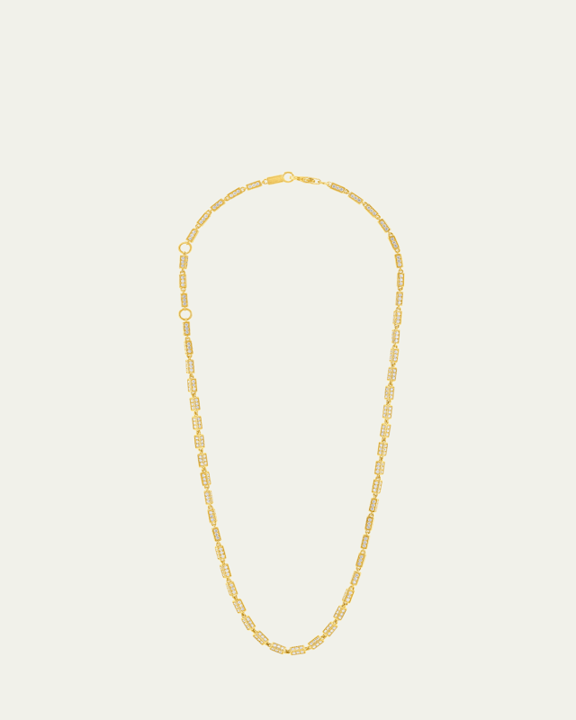 18K Yellow Gold Full Pave Medium Link Chain Necklace
