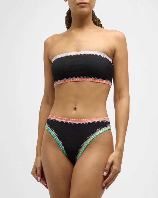 Exposed-Trim High-Waist Bikini Bottoms