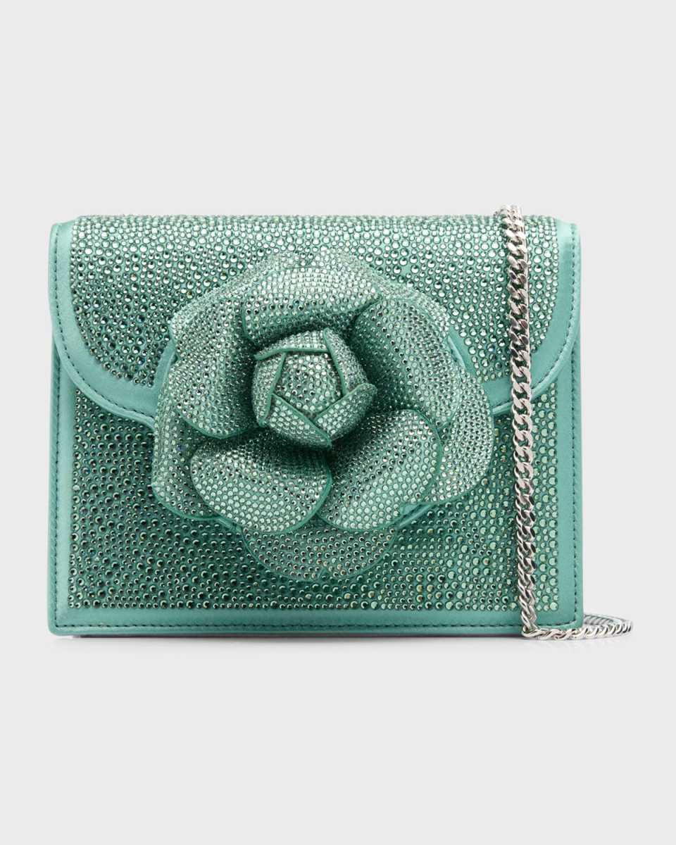 Mini Flower Crystal-Embellished Crossbody Bag