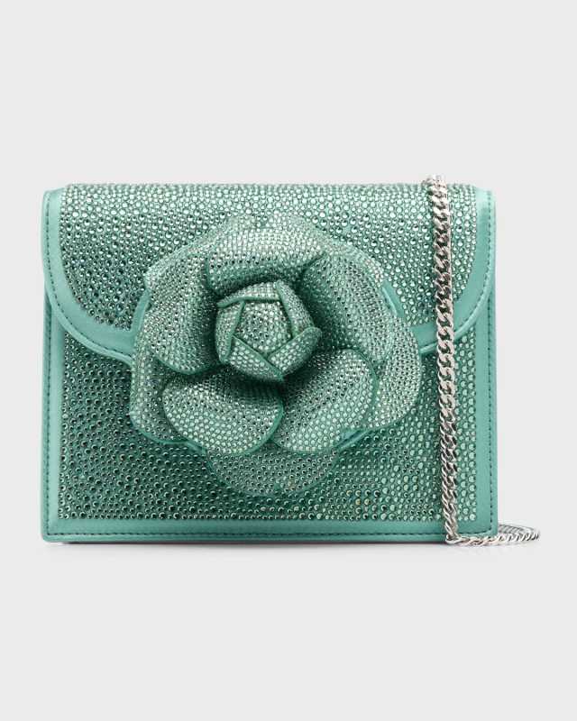 Mini Flower Crystal-Embellished Crossbody Bag