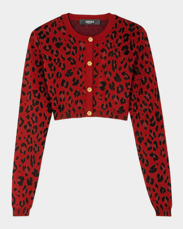 Metallic Animalier Knit Crop Cardigan