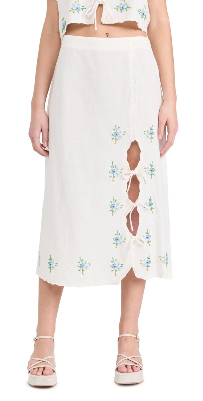 Sea Tania Beaded Cut-Out Skirt White