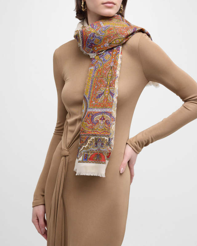 Vintage Paisley Cashmere-Blend Scarf