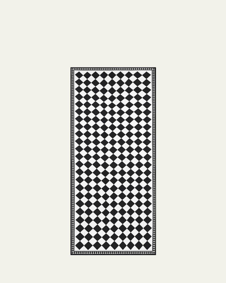 x Claridge's Black Check Linen Tablecloth, 65" x 118"