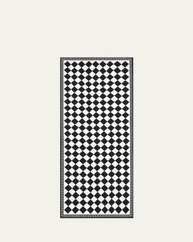 x Claridge's Black Check Linen Tablecloth, 65" x 118"