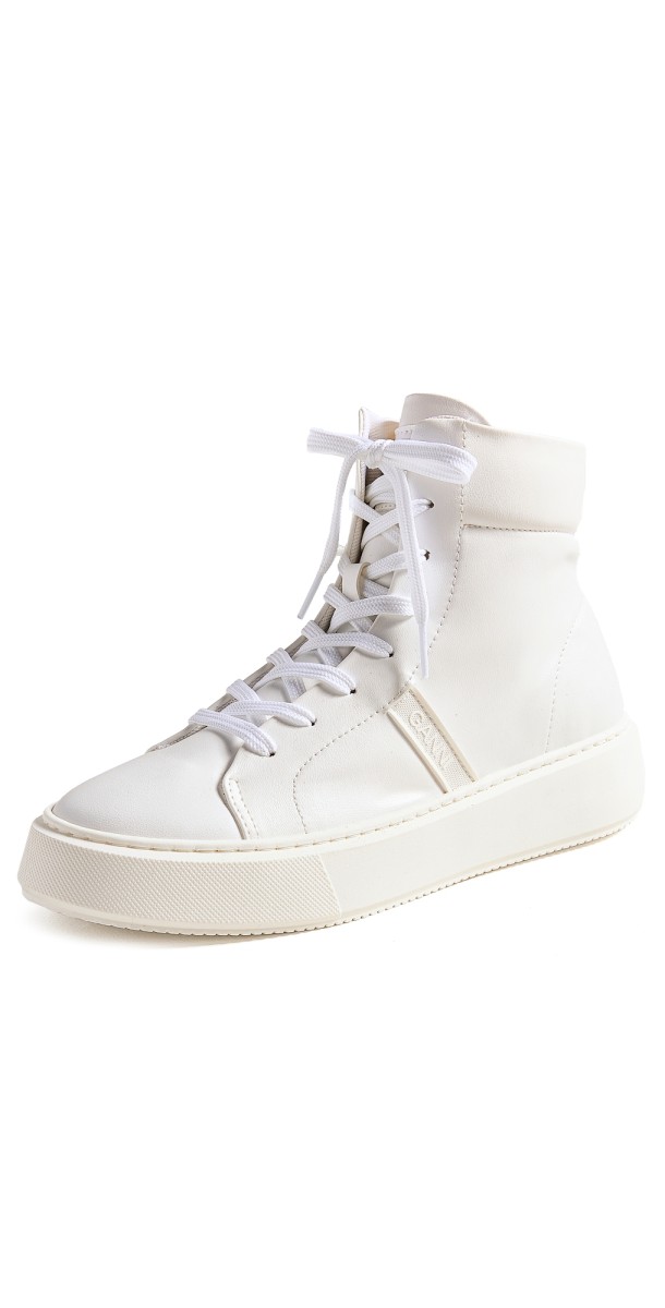 GANNI Sporty Mix Cupsole High Top Sneakers Egret