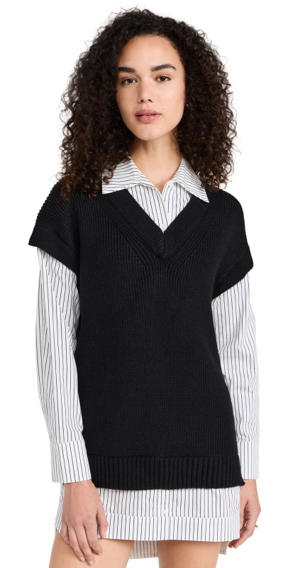 ASTR the Label Ishilly Layered Sweater Dress Black White