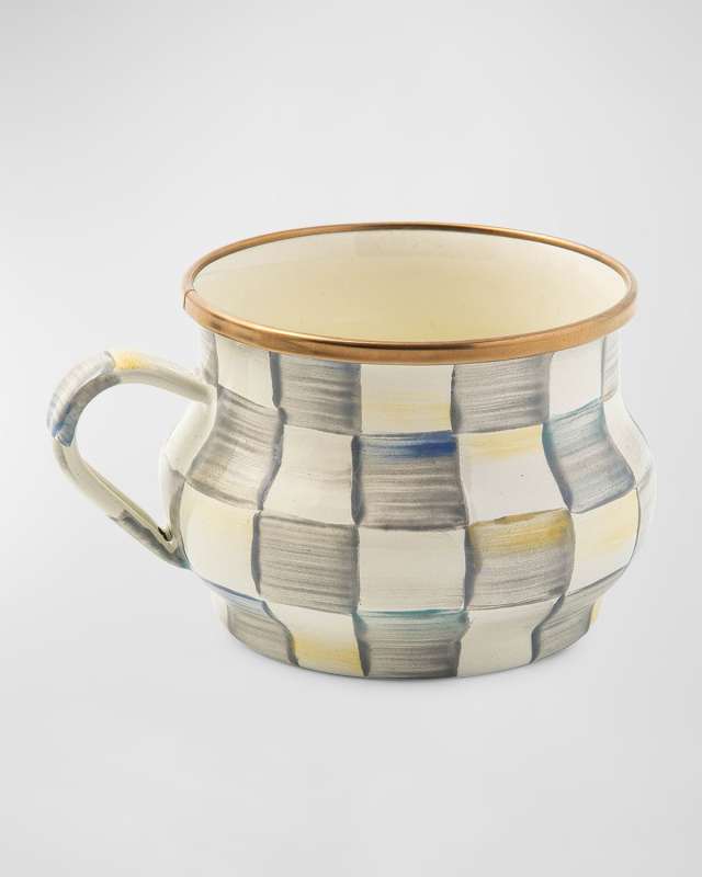 Sterling Check Enamel Teacup