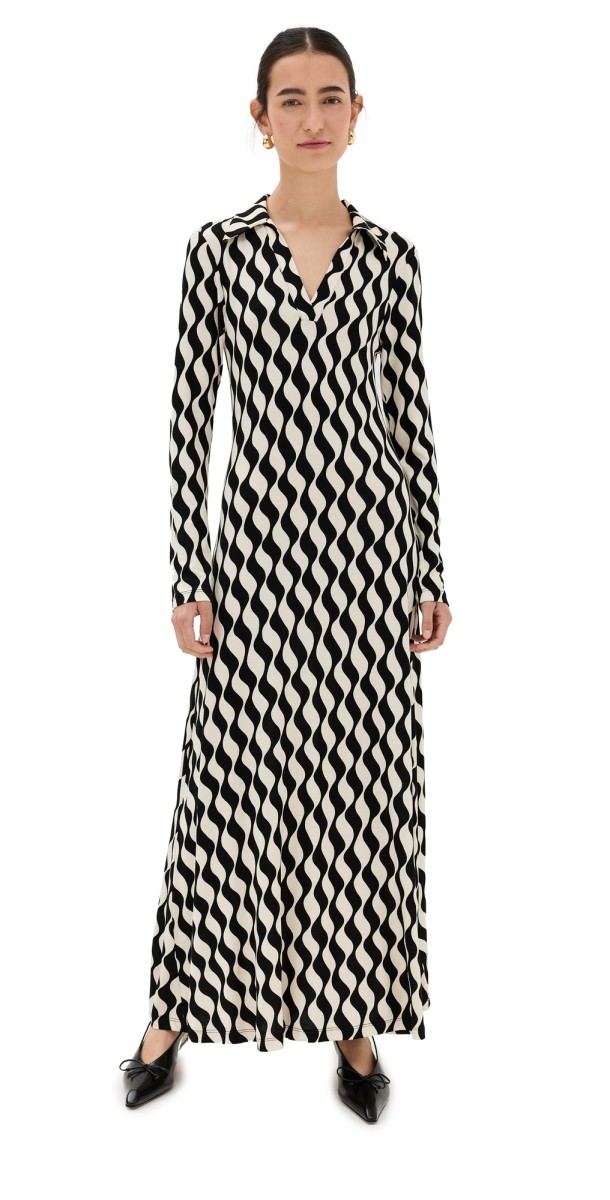 RIXO Tillie Dress Mono Wave