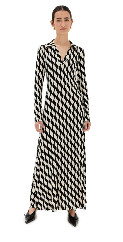 RIXO Tillie Dress Mono Wave