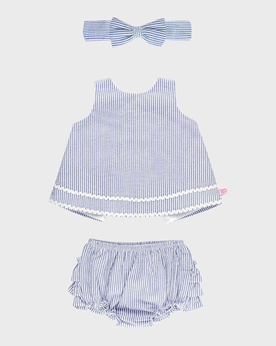 Girl's Cotton Stripe Swing Top, Bloomers and Headband Set, Size 0M-2T