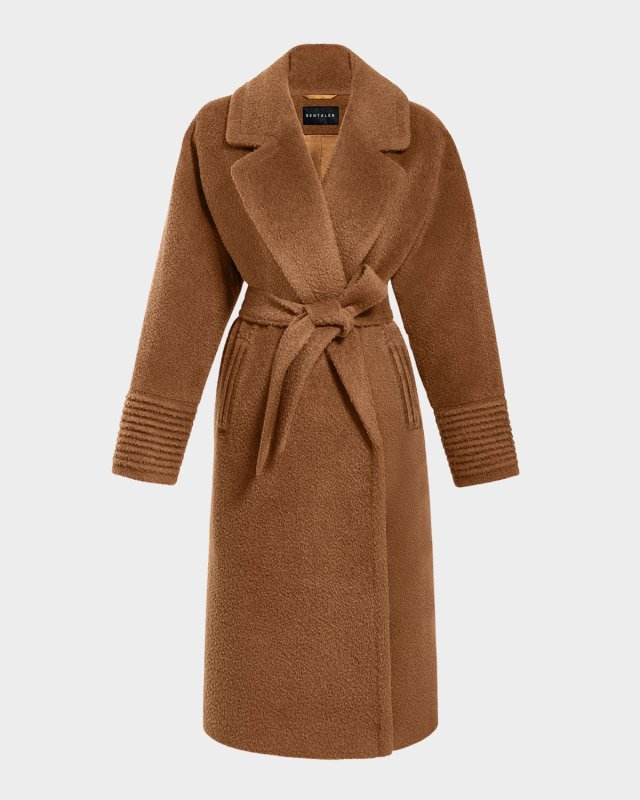 Boucle Alpaca Long Belted Coat