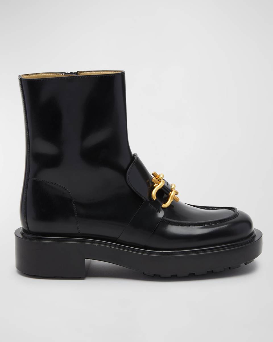 Monsieur Leather Bit Chunky Ankle Boots