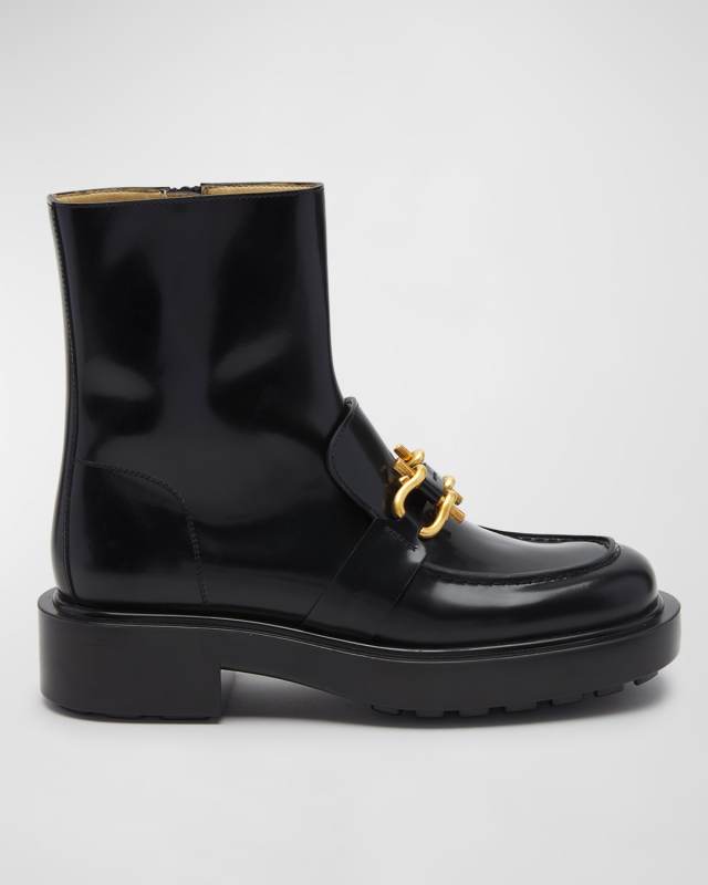 Monsieur Leather Bit Chunky Ankle Boots