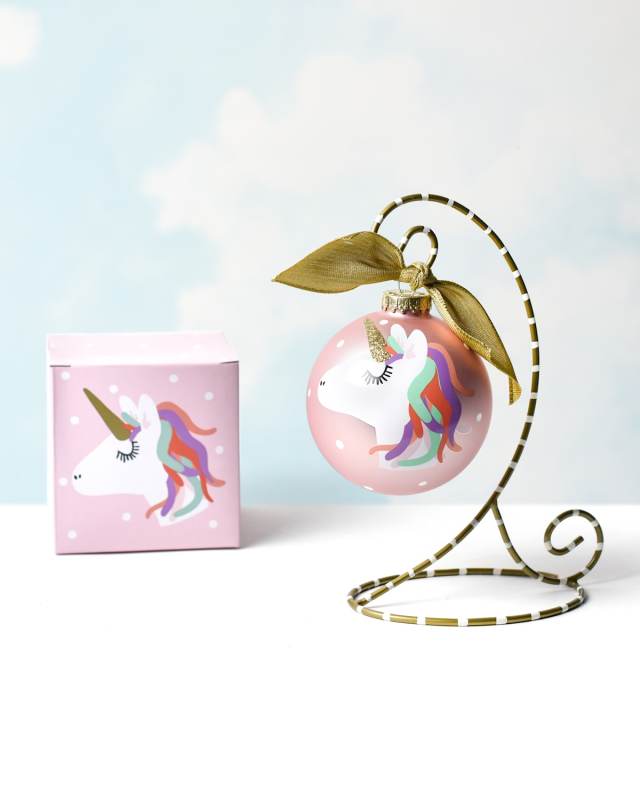 Unicorn Christmas Ornament with Stand, Personalized