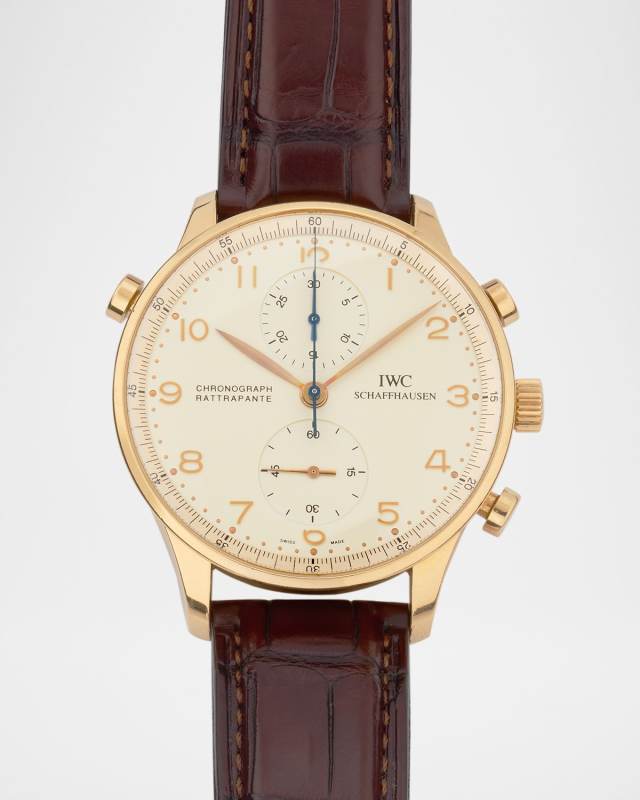 IWC 18K Yellow Gold Portuguese Chronograph 41mm Vintage Watch