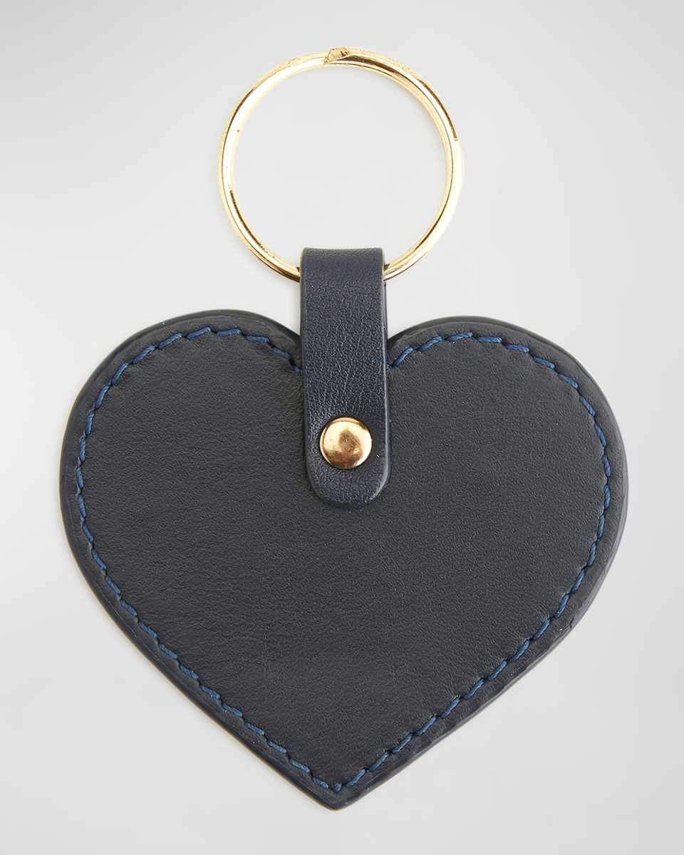 Monogrammed Leather Heart-Shaped Key Chain