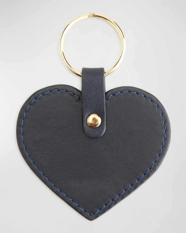 Monogrammed Leather Heart-Shaped Key Chain
