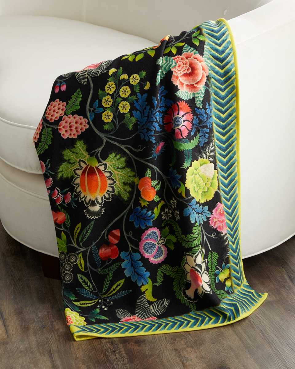 Brocart Decoratif Noir Throw, 51" x 71"