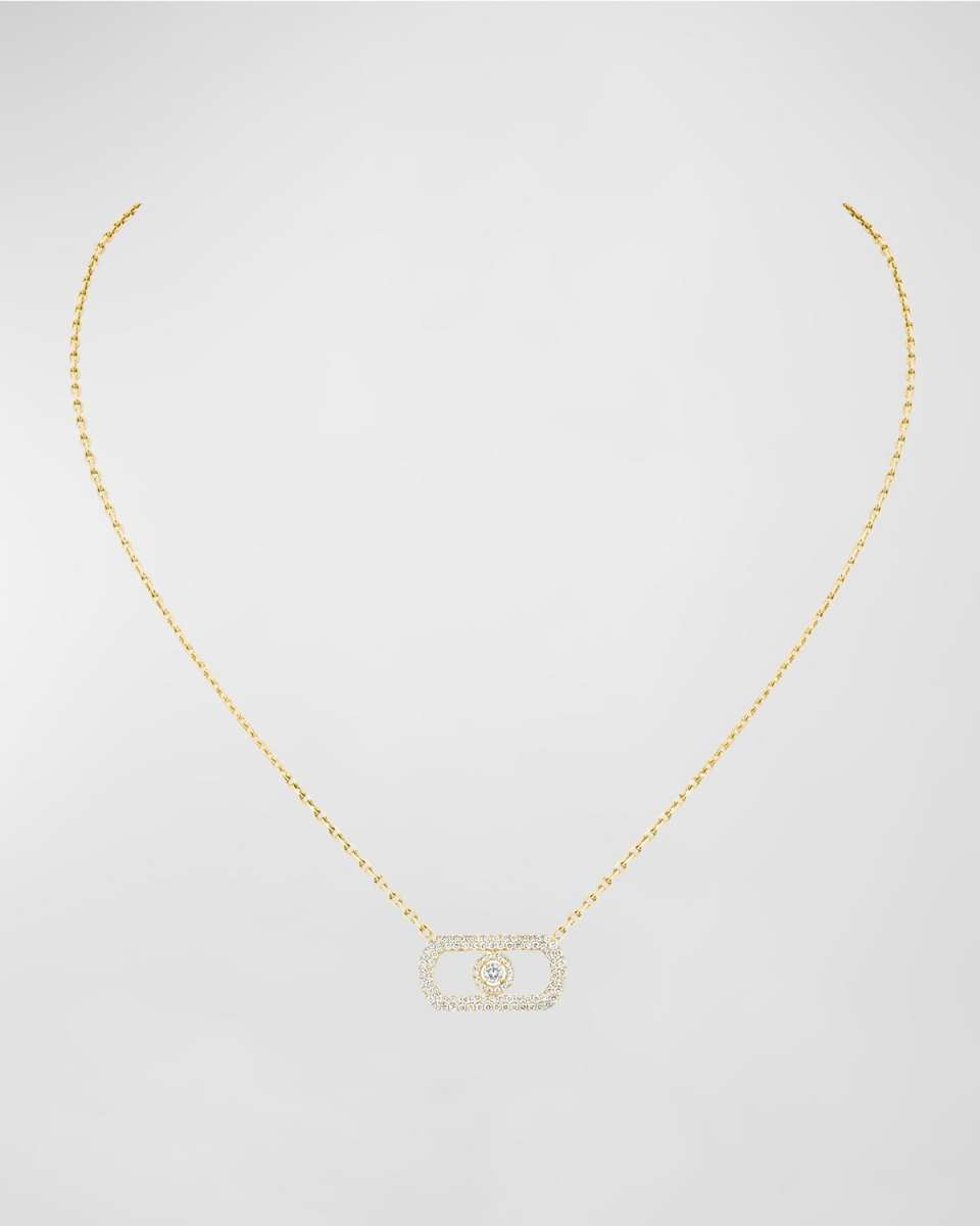 SO MOVE 18K YELLOW GOLD DIAMOND PAVE PENDANT NECKLACE