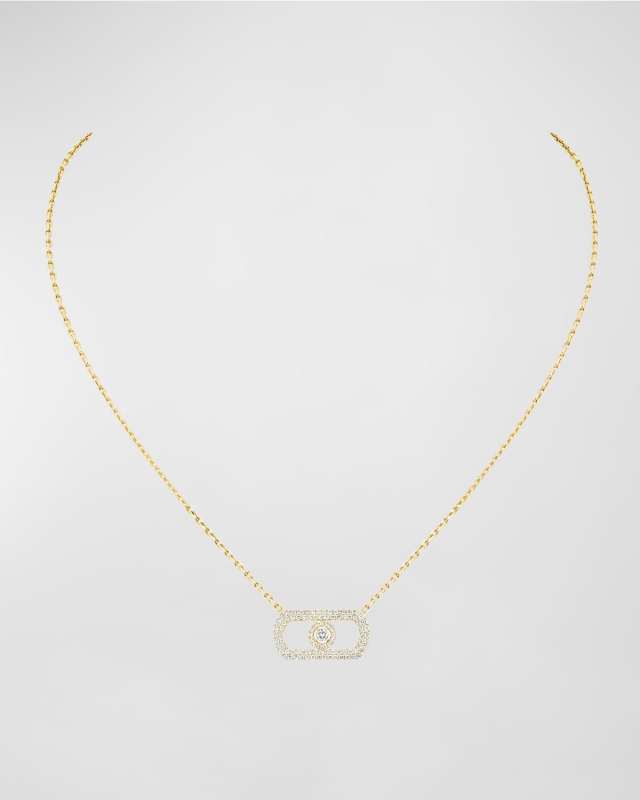 SO MOVE 18K YELLOW GOLD DIAMOND PAVE PENDANT NECKLACE