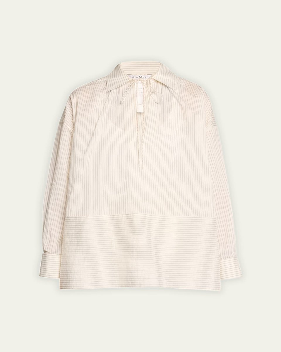 Saletta Striped Tie-Neck Blouse