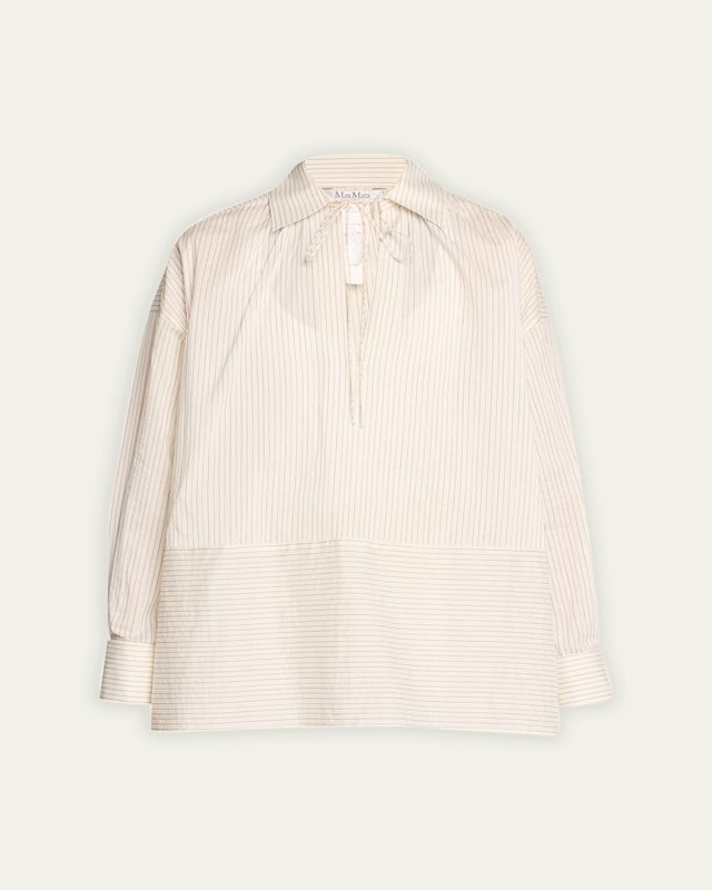 Saletta Striped Tie-Neck Blouse