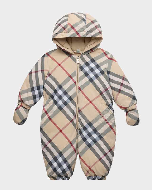 Kid's Robson Check-Print Puffer Suit, Size 3M-18