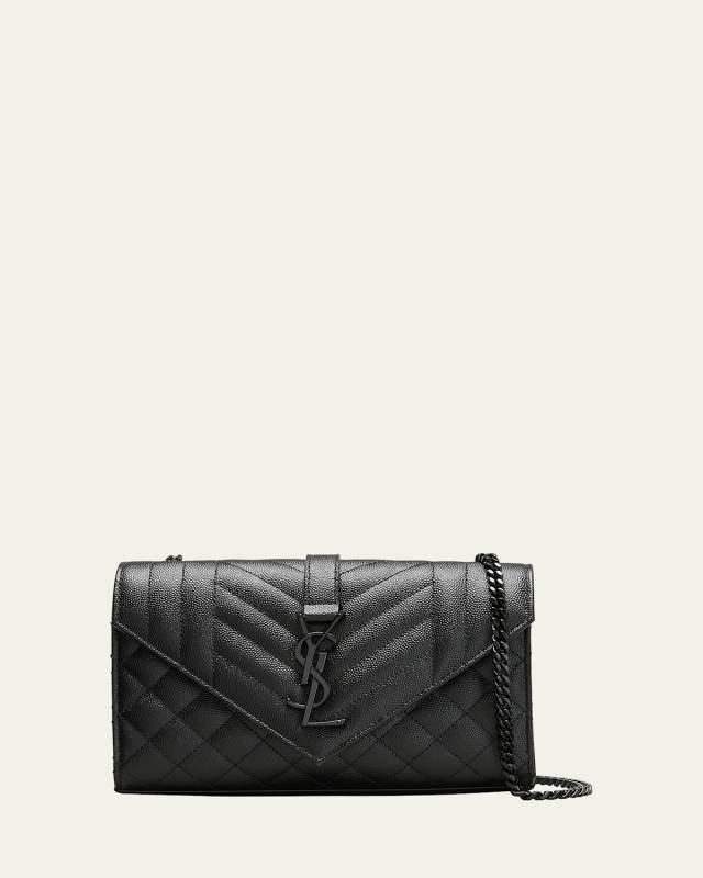 Envelope Triquilt Small YSL Shoulder Bag in Grained Leather