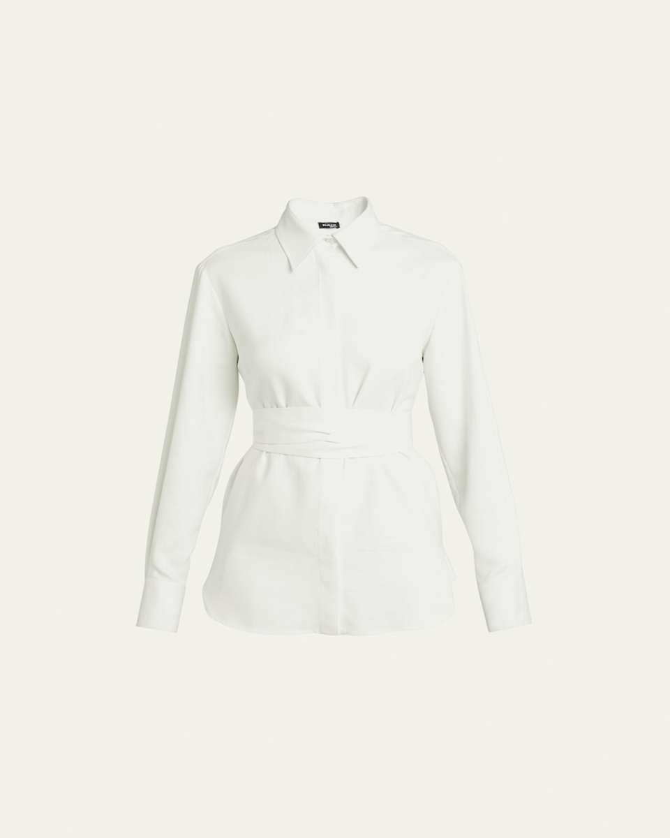 Self-Tie Button Up Blouse