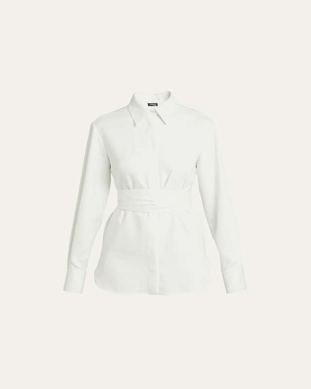Self-Tie Button Up Blouse