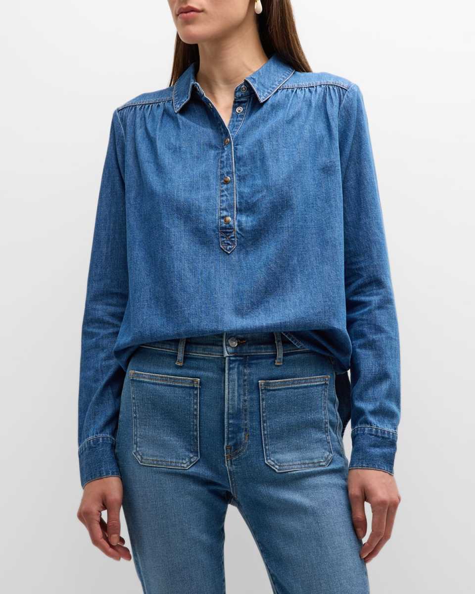 Cambrie Denim Half-Button Shirt