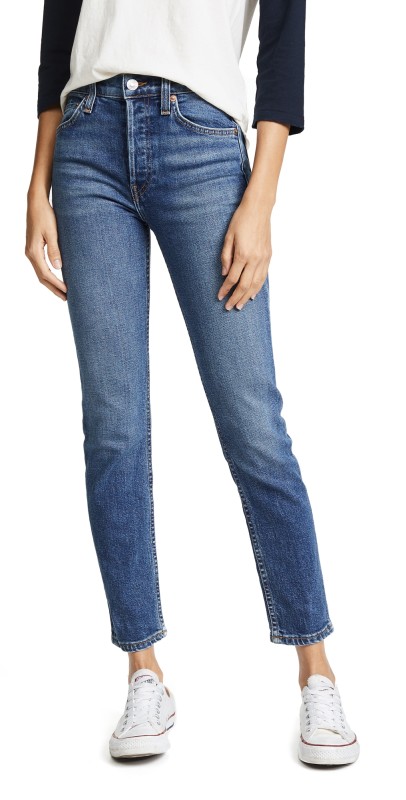 RE/DONE High Rise Comfort Stretch Ankle Crop Jeans Mid '70s