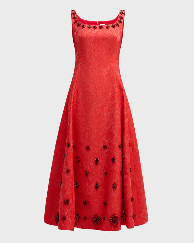 Kimberly Crystal Sleeveless Jacquard Maxi Dress