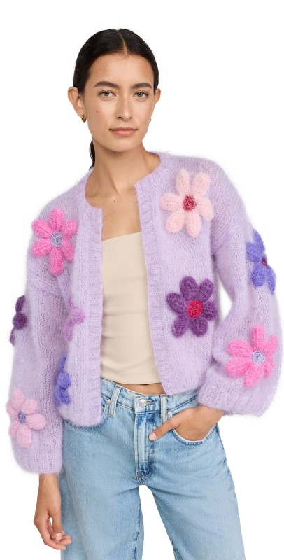Rose Carmine Bolero Free Flowers Mohair Cardigan Parme