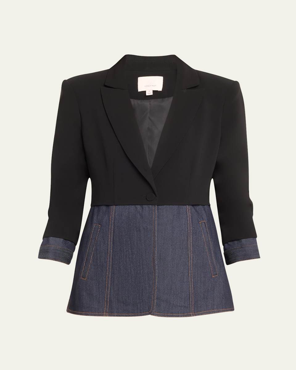Dionne Mixed Media 3/4-Sleeve Blazer