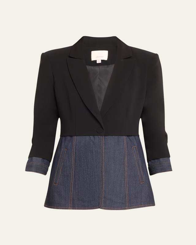 Dionne Mixed Media 3/4-Sleeve Blazer